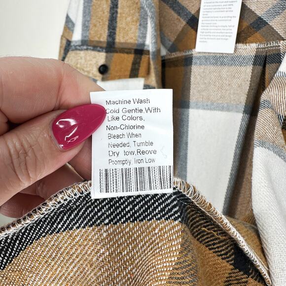 NWT Amazon Automet Plaid Flannel Button Down Fall Shirt Jacket Shacket Large - Picture 13 of 14